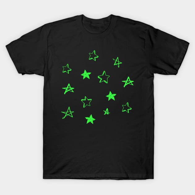 small green star doodle pattern T-Shirt by AdelDa